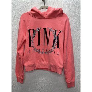 Victoria's Secret Womens M Pullover Sweatshirt Hoodie Graphic Sequins salmon